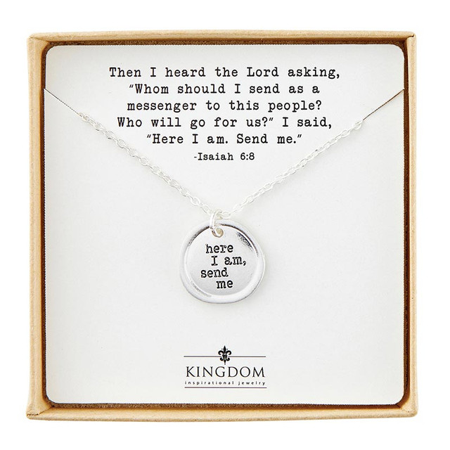 Pendant Stamp Here I Am Silver Plated w/Box