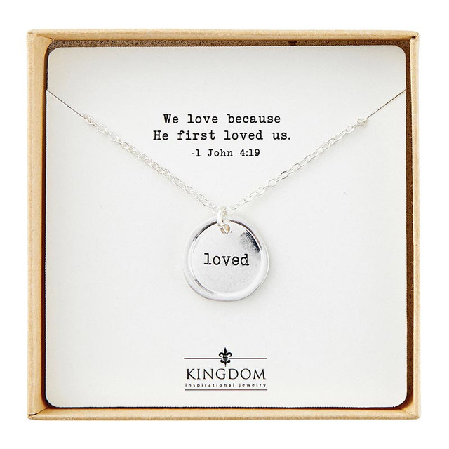 Pendant Stamp Loved Silver Plated w/Box
