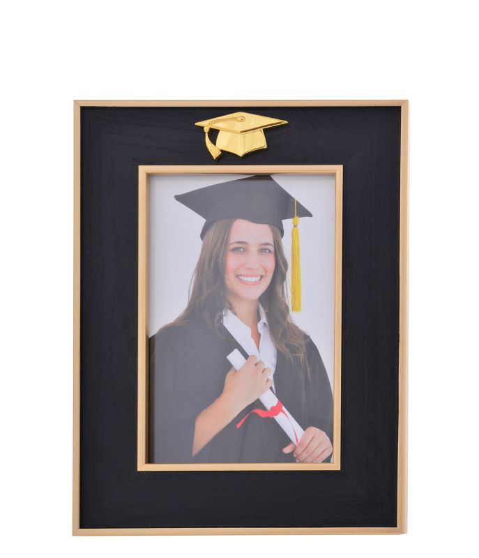 Photo Frame Graduation Black Golden Hat