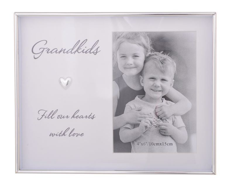 Photo Frame Grandkids Silver Love Heart