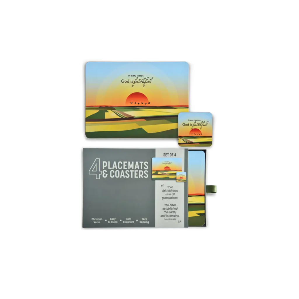 Placemat & Coaster Set God Is Faithful 4Pc