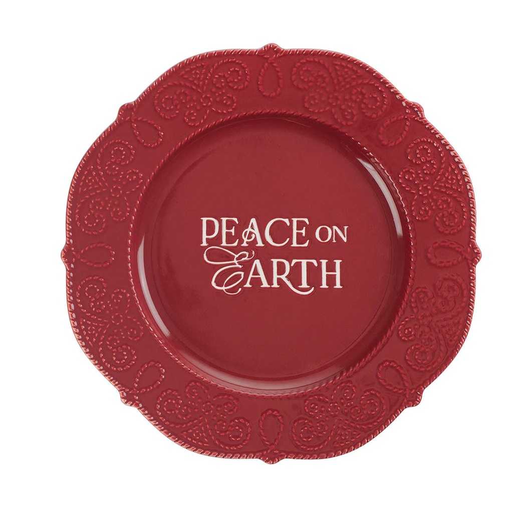 Plate Peace On Earth Red Ceramic 