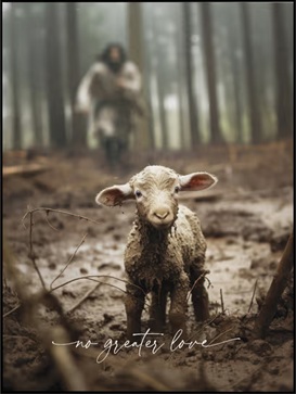 Printed Art Jesus Running After A Lost Lamb