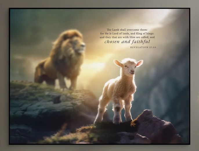 Printed Art Lamb Shall Overcome Them