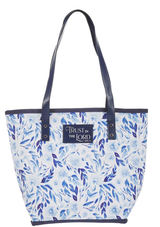 Tote Bag Trust In The Lord Blue Floral 