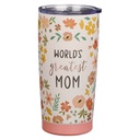 Tumbler Worlds Greatest Mom Peach Floral SS