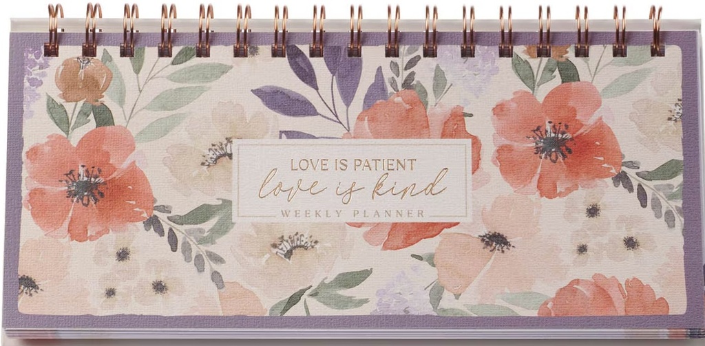 Undated Weekly Calendar Love Is Patient Coral Floral