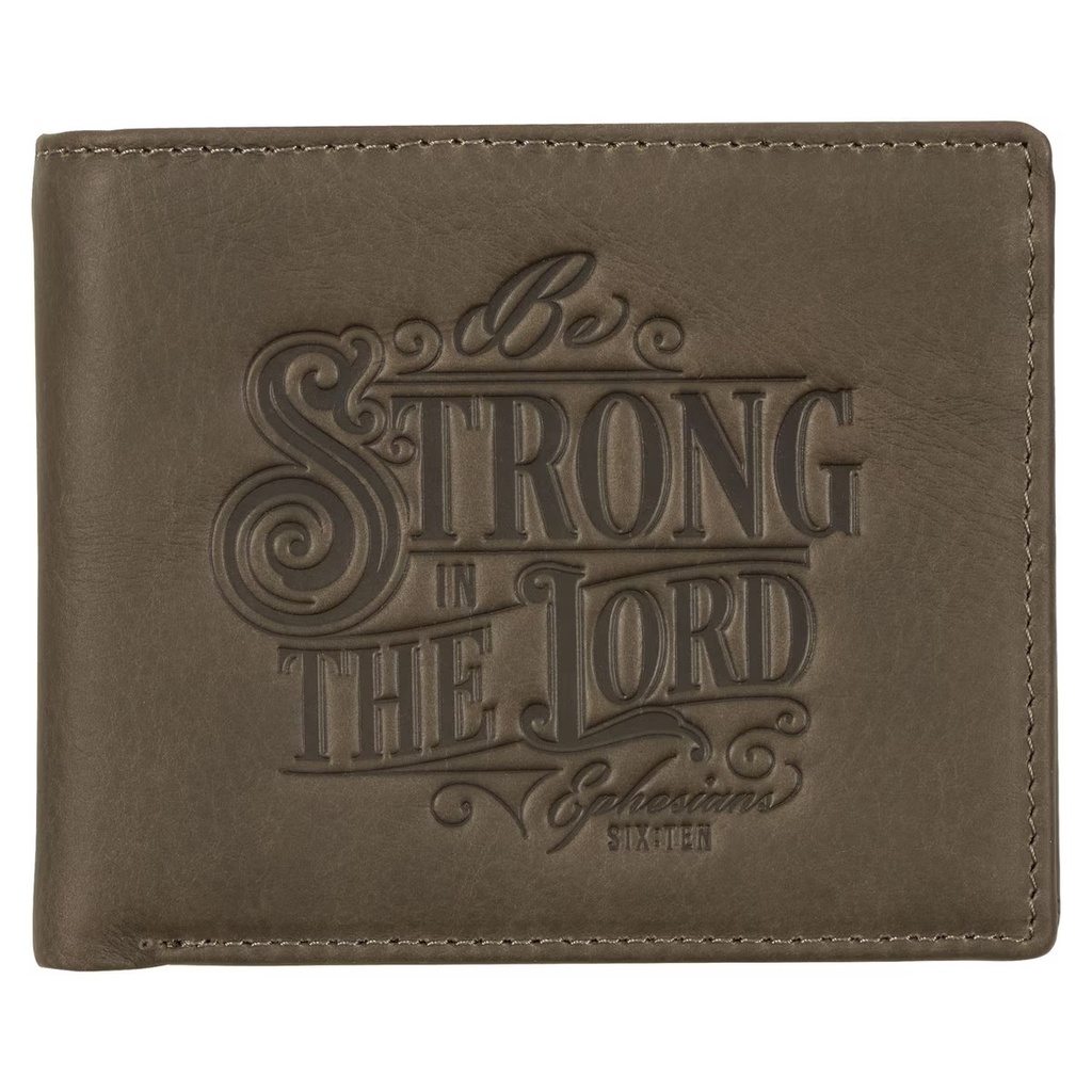 Wallet Be Strong In The Lord Charcoal Brown Genuine Leather