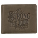 Wallet Be Strong In The Lord Charcoal Brown Genuine Leather