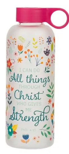 Water Bottle All Things Pink Floral Glass (01/25)