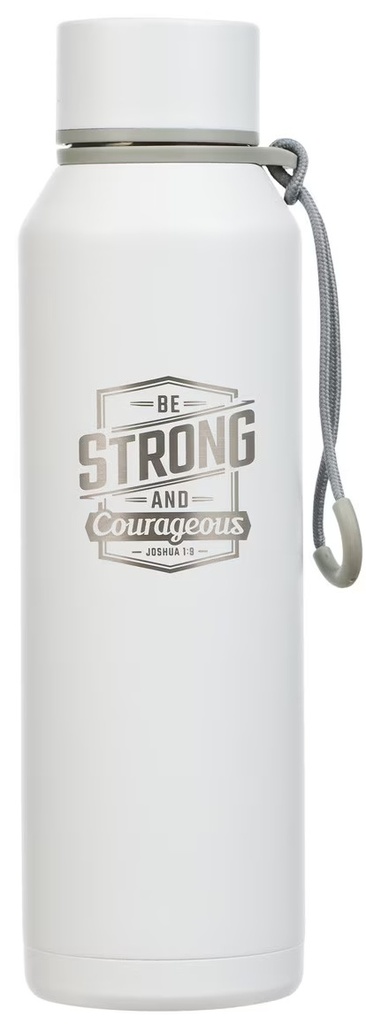 Water Bottle Be Strong White Stainless Steel