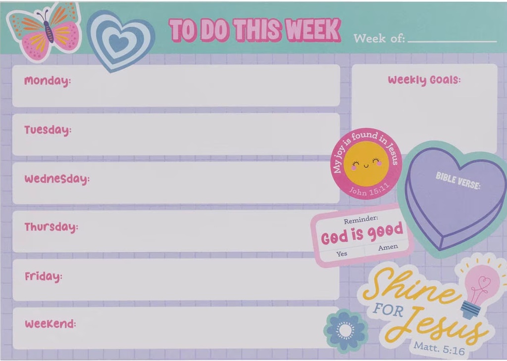 Weekly Planner Undated Shine For Jesus 