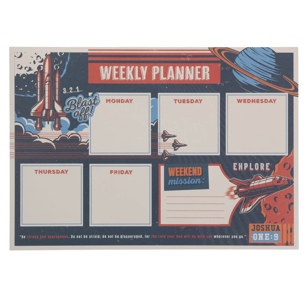 Weekly Planner Undated Strong Courageous Space 