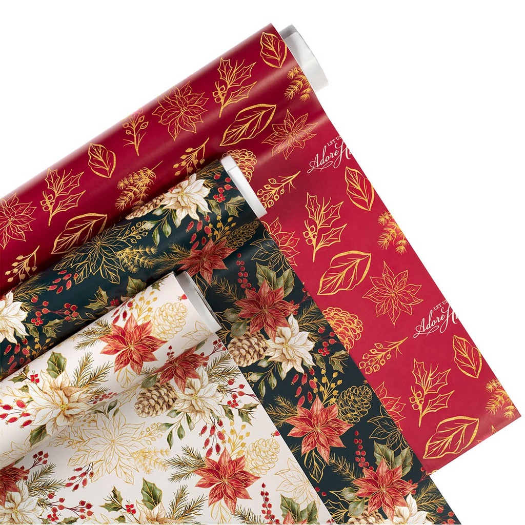 Wrapping Paper Set 3pc Traditional Christmas 
