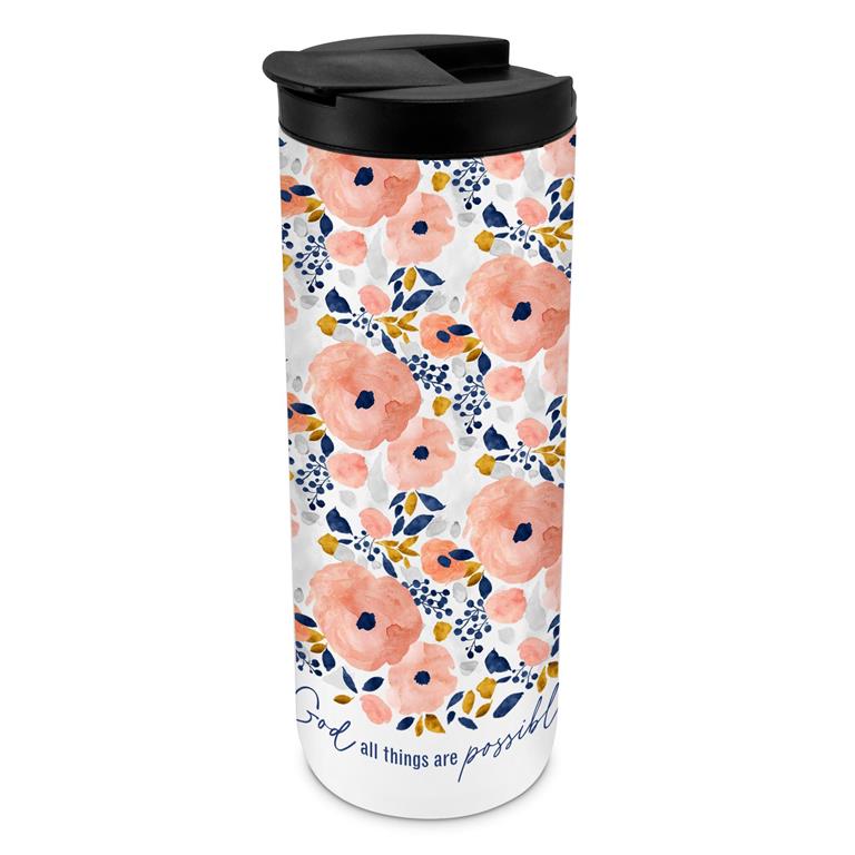 Tumbler With God All Things Are Possible Floral