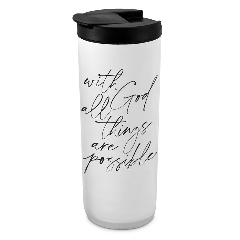 Tumbler With God All Things Are Possible White