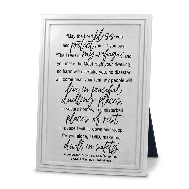 Plaque God Bless Our Home White Resin (04/25)