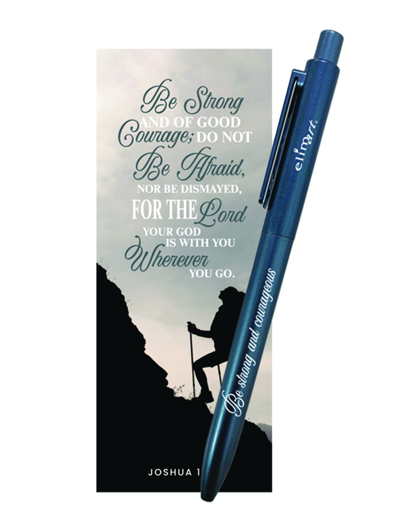 Gel Pen Be Strong and Courageous With Bookmark (08/25)