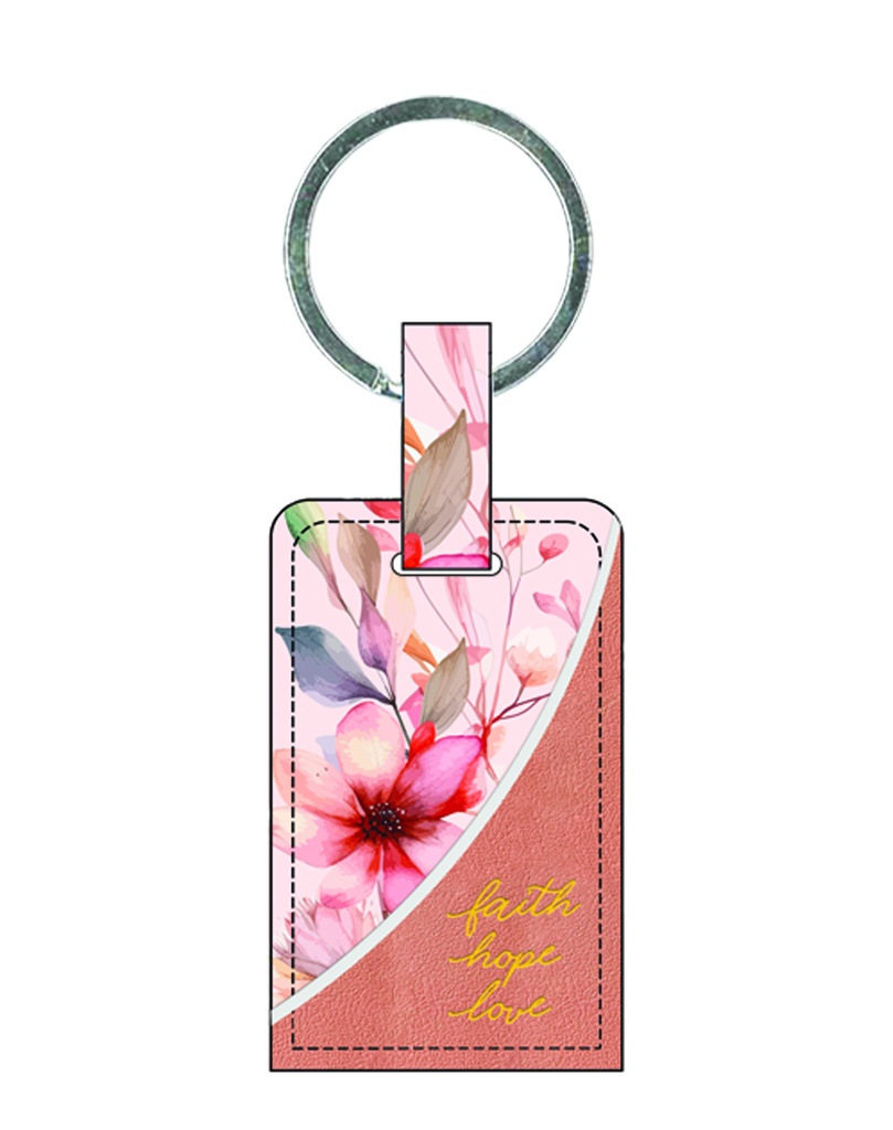 Keyring Faith Hope Love Pink Luxleather (08/25)