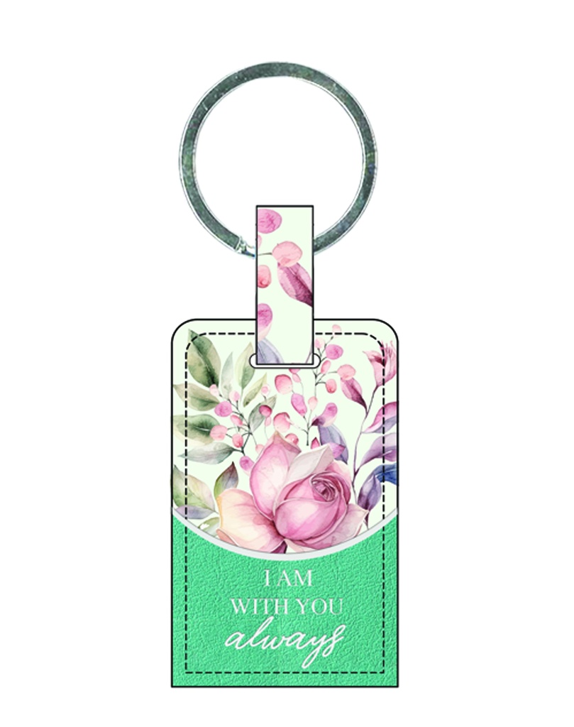 Keyring I Am With You Always Green Luxleather (08/25)