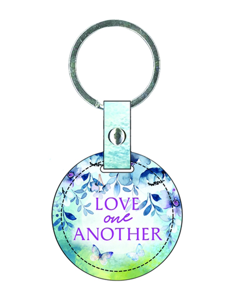 Keyring Round Love One Another Floral Luxleather (08/25)