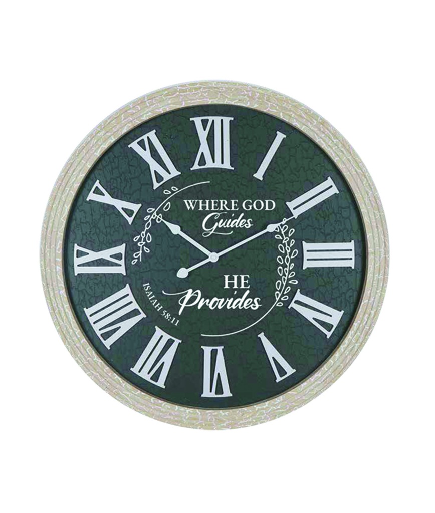 Wall Clock Where God Guides He Provides Black MDF 