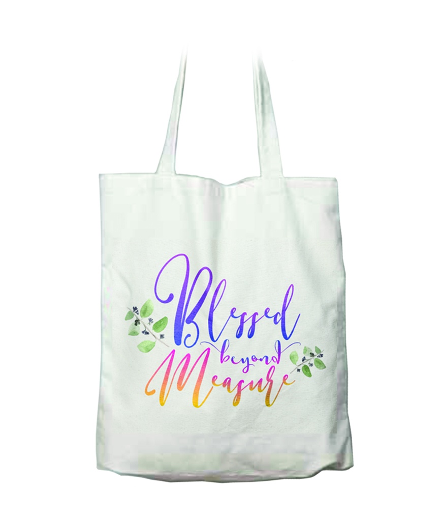 Tote Bag Blessed Beyond Measure White Canvas (08/25)
