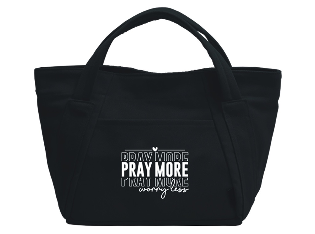 Canvas Bag Pray More Worry Less Black (08/25)