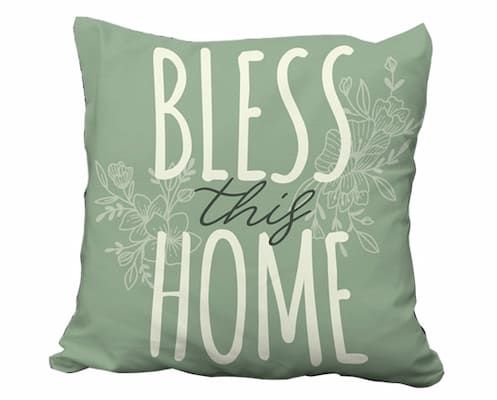 Cushion Case Bless This Home Teal (08/25)
