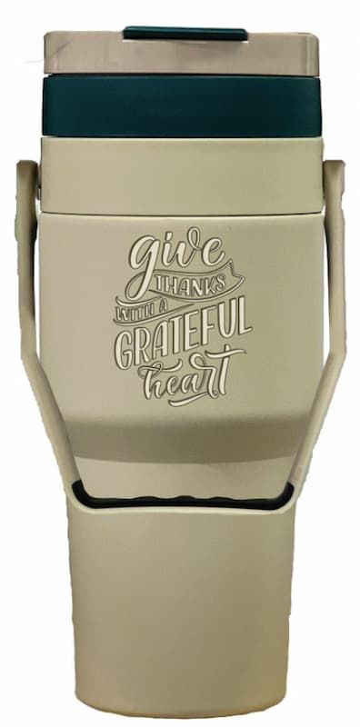 Tumbler Bottle Give Thanks Khaki With Handle 