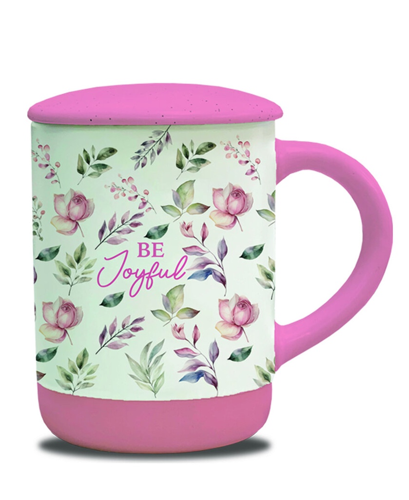 Cover Mug Be Joyful Pink Floral 