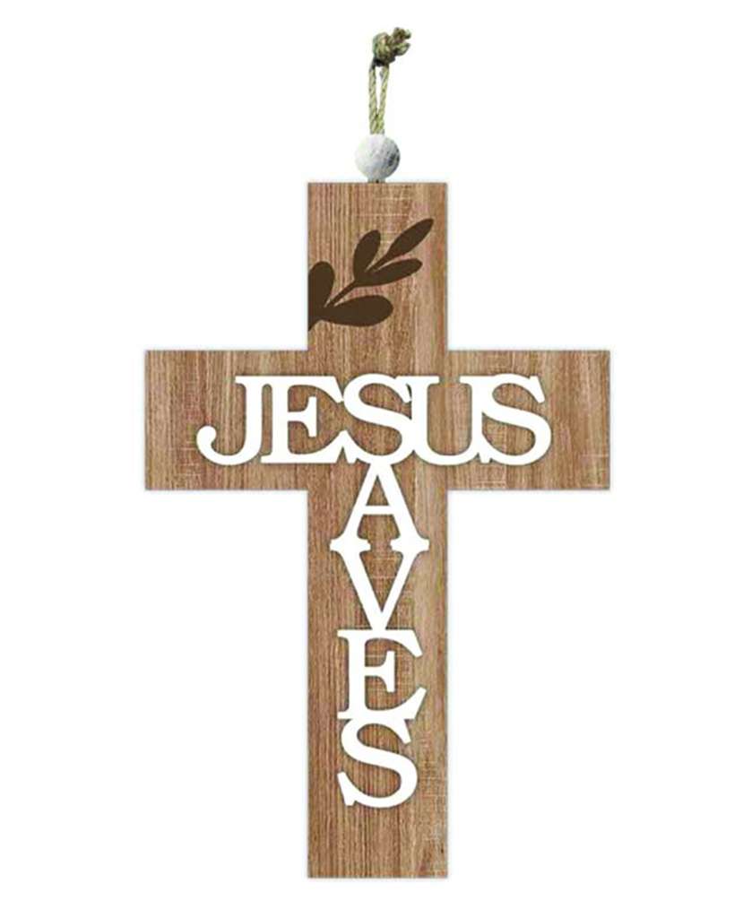 Wall Cross Jesus Saves MDF (08/25)