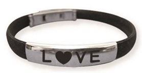 Rubber Bracelet Love Black Silver 