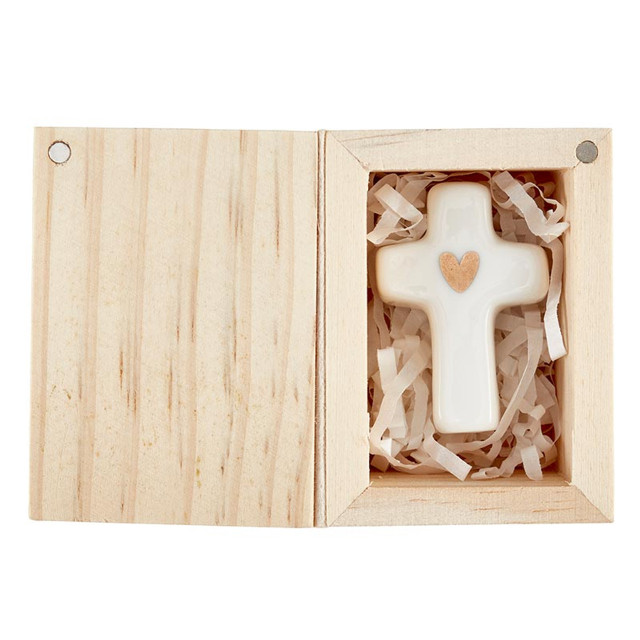 Cross Figurine O Holy Night In Wood Box 