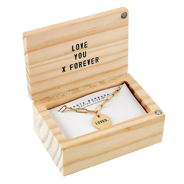 Link Chain Charm Necklace Loved Gold Plated (05/25)