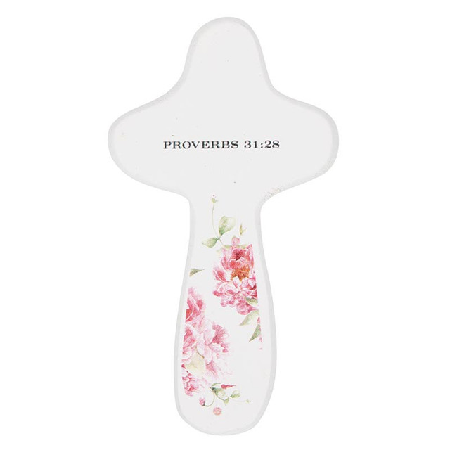 Handheld Cross Her Children Rise Up Pink Floral