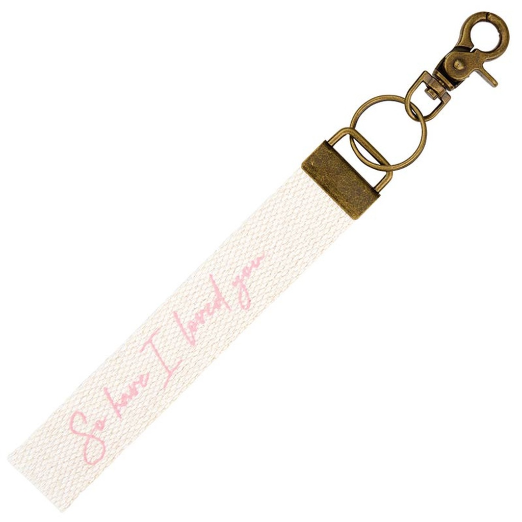Keychain So Have I Loved You Pink Floral 