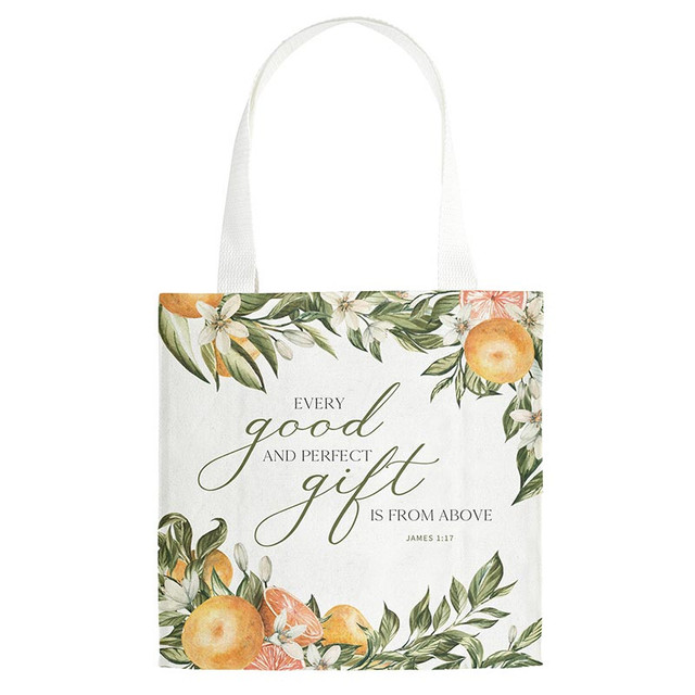 Canvas Tote Every Good and Perfect Gift Green Floral (05/25)