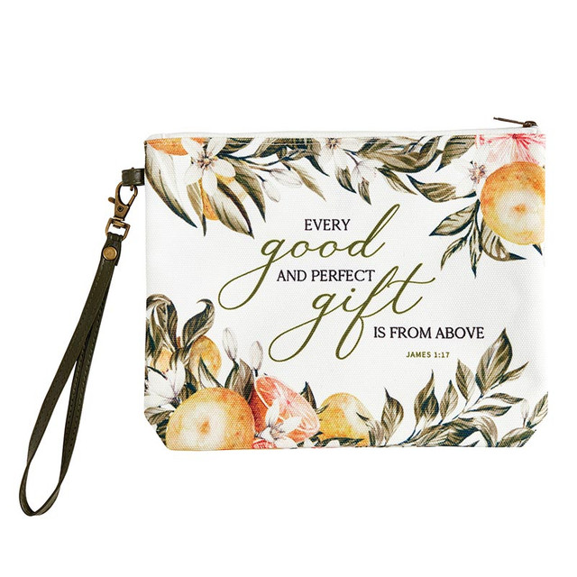 Wristlet Every Good and Perfect Gift Green Floral (05/25)