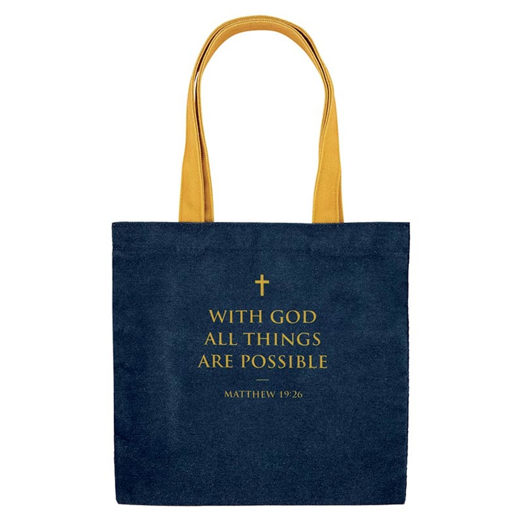 Canvas Tote With God All Things Are Possible Navy (05/25)
