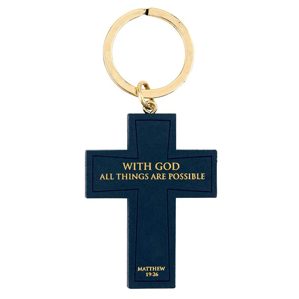 Keychain With God All Things Are Possible Navy