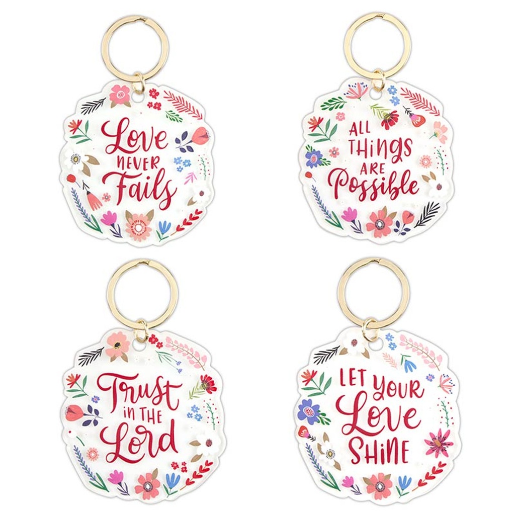 Keychain Coloured Floral Acrylic Single Asssorted 