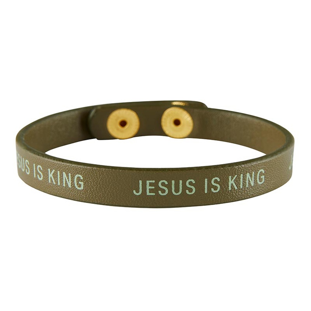 Snap Bracelet Jesus Is King Brown Vegan Leather (05/25)