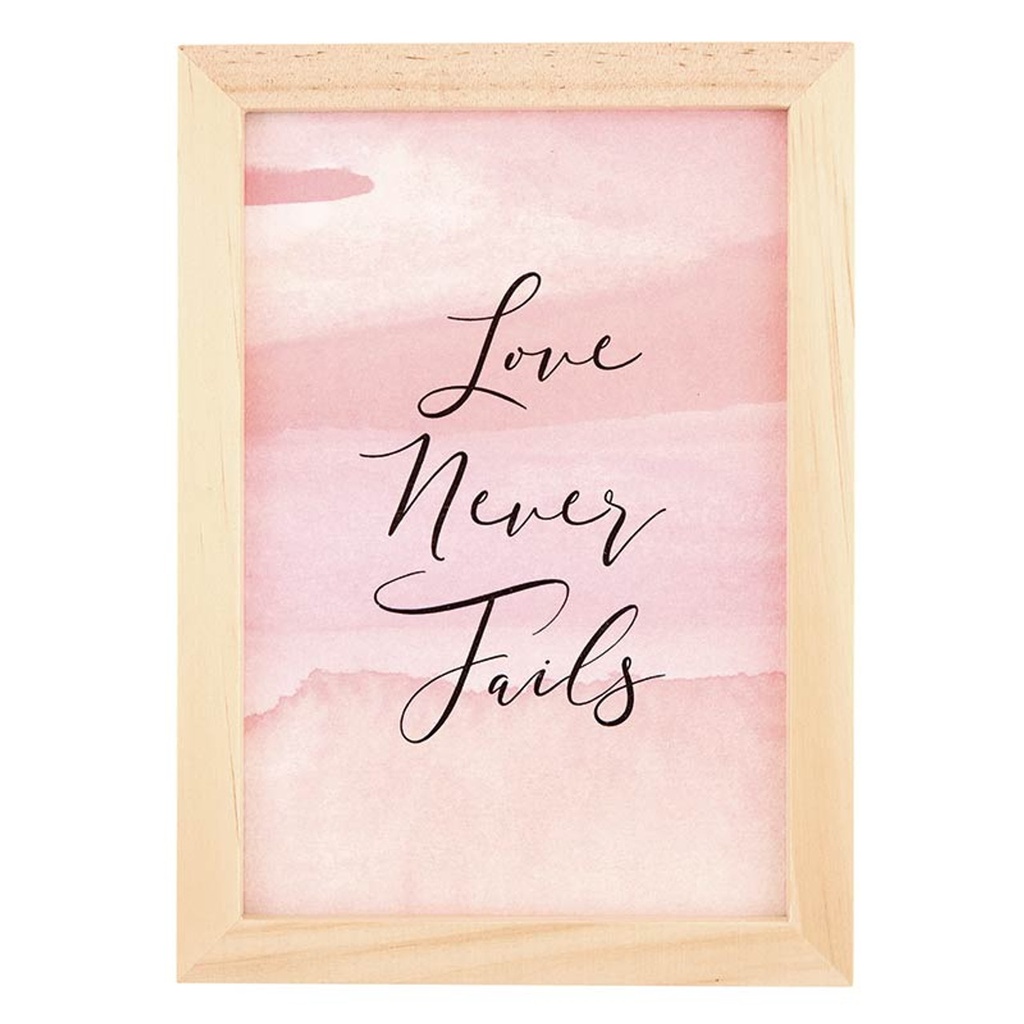 Framed Art Love Never Fails Wood (05/25)