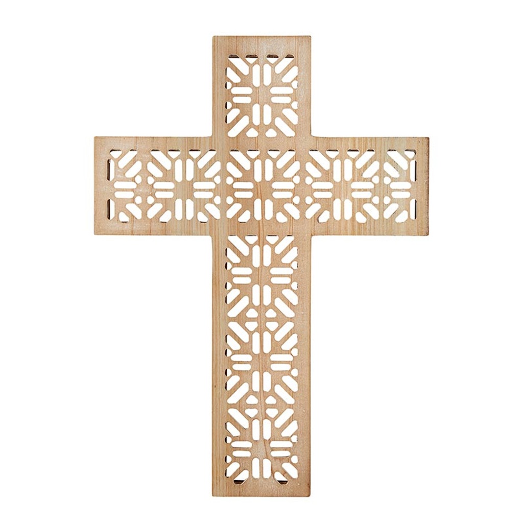Wall Cross Floral Rattan Wood (05/25)