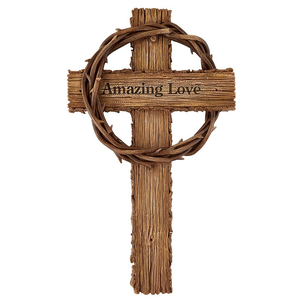 Wall Cross Amazing Love Crown of Thorns Resin (05/25)