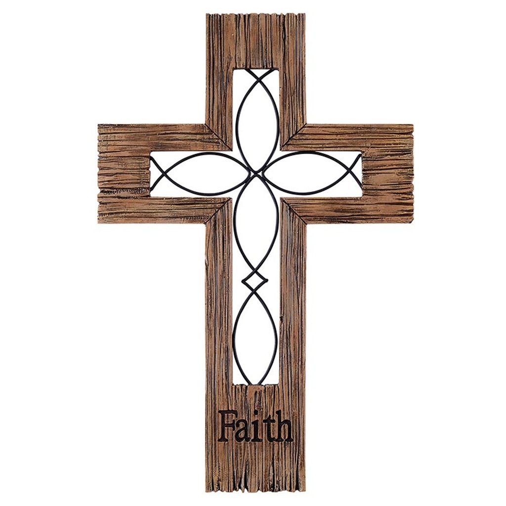 Wall Cross Ichthys Faith Resin (05/25)