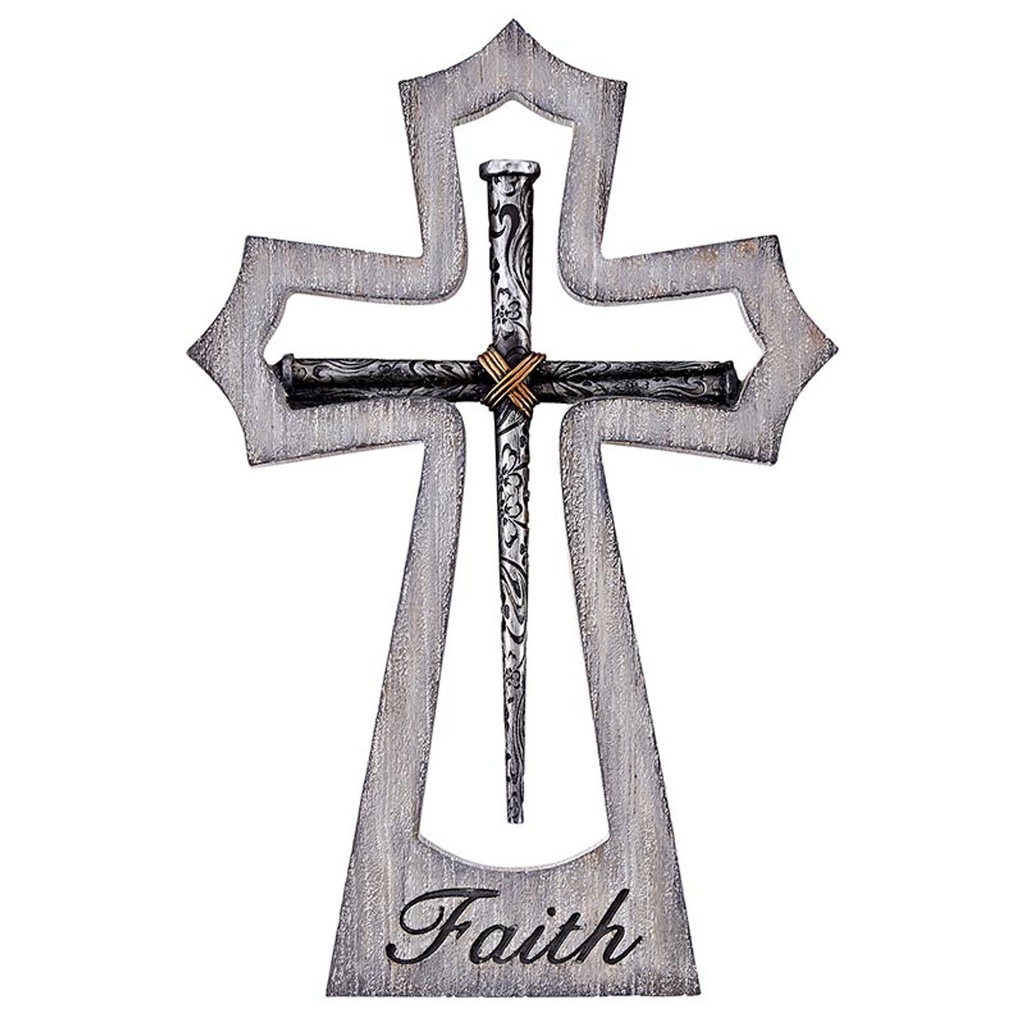 Wall Cross Cross of Nails Faith Resin 