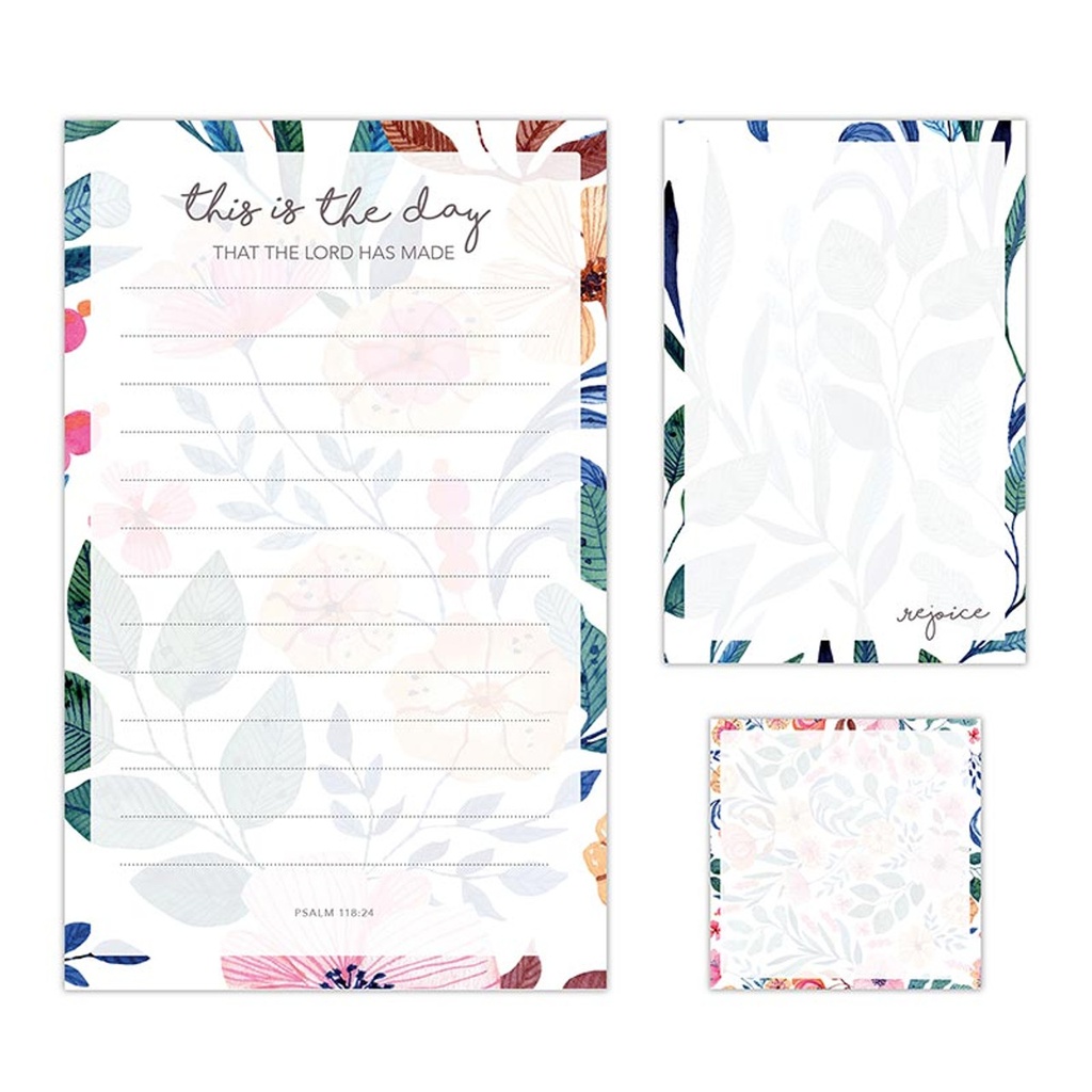 Notepad Set This Is the Day Pink Floral 
