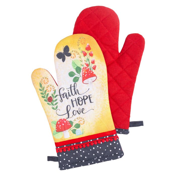 Oven Mitt Faith Hope Love Merry Mushroom (05/25)